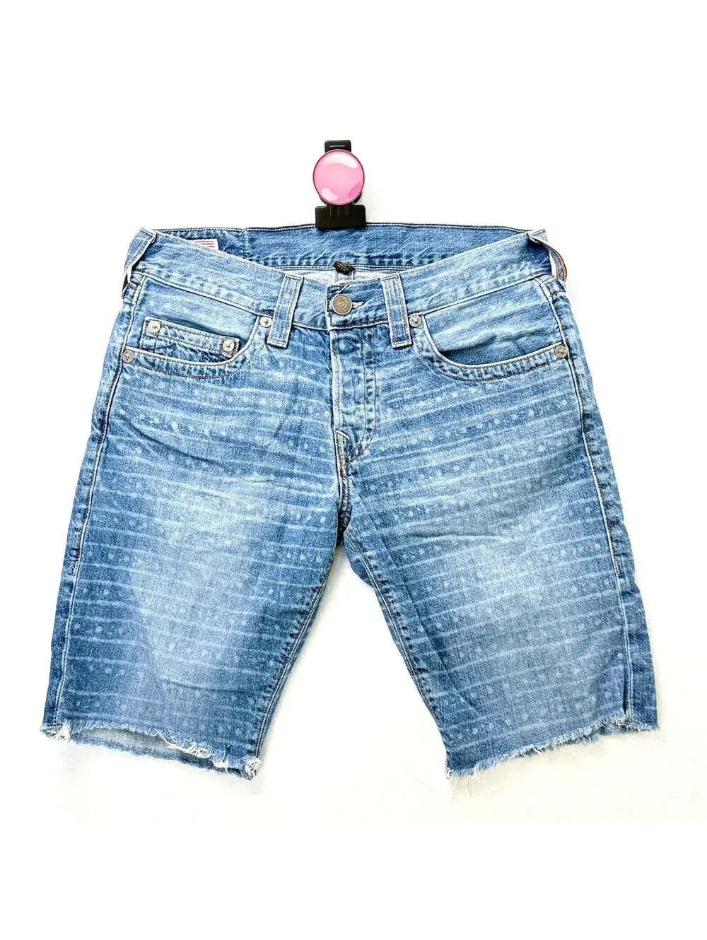 True Religion Geno Slim Distressed Denim Cut Off Shorts Made USA Mens 32